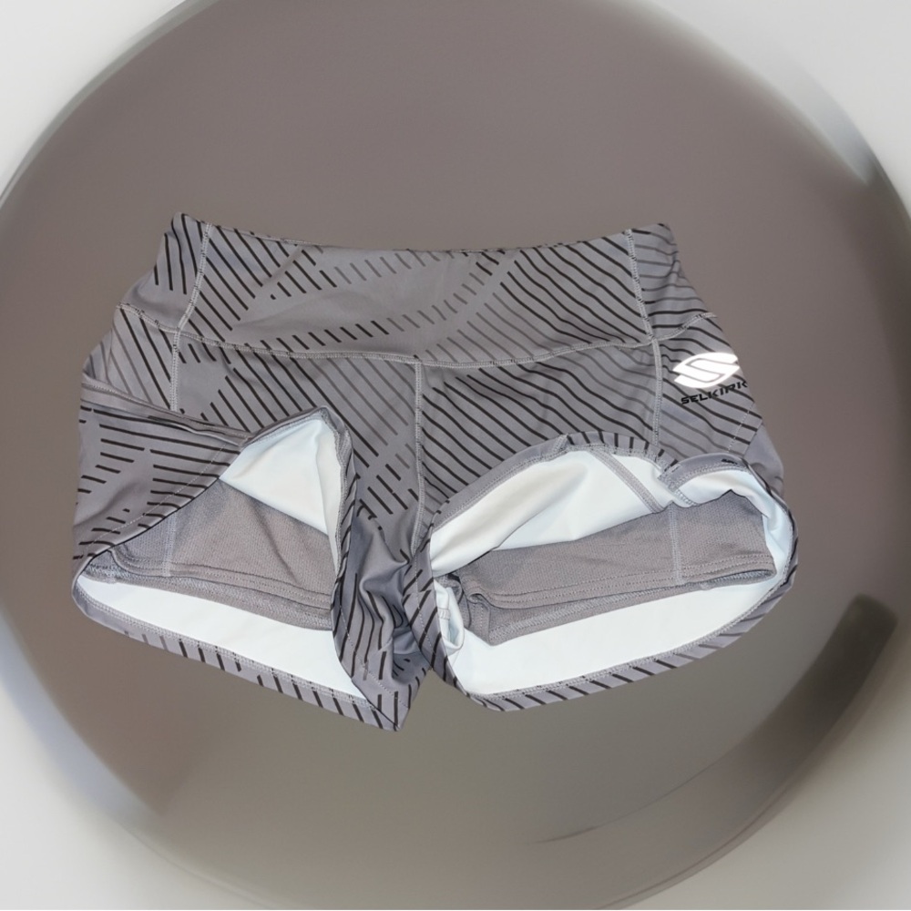Selkirk Performance Pro Line Short Gray Zinc Geometric Pattern 2-in-1 Shorts